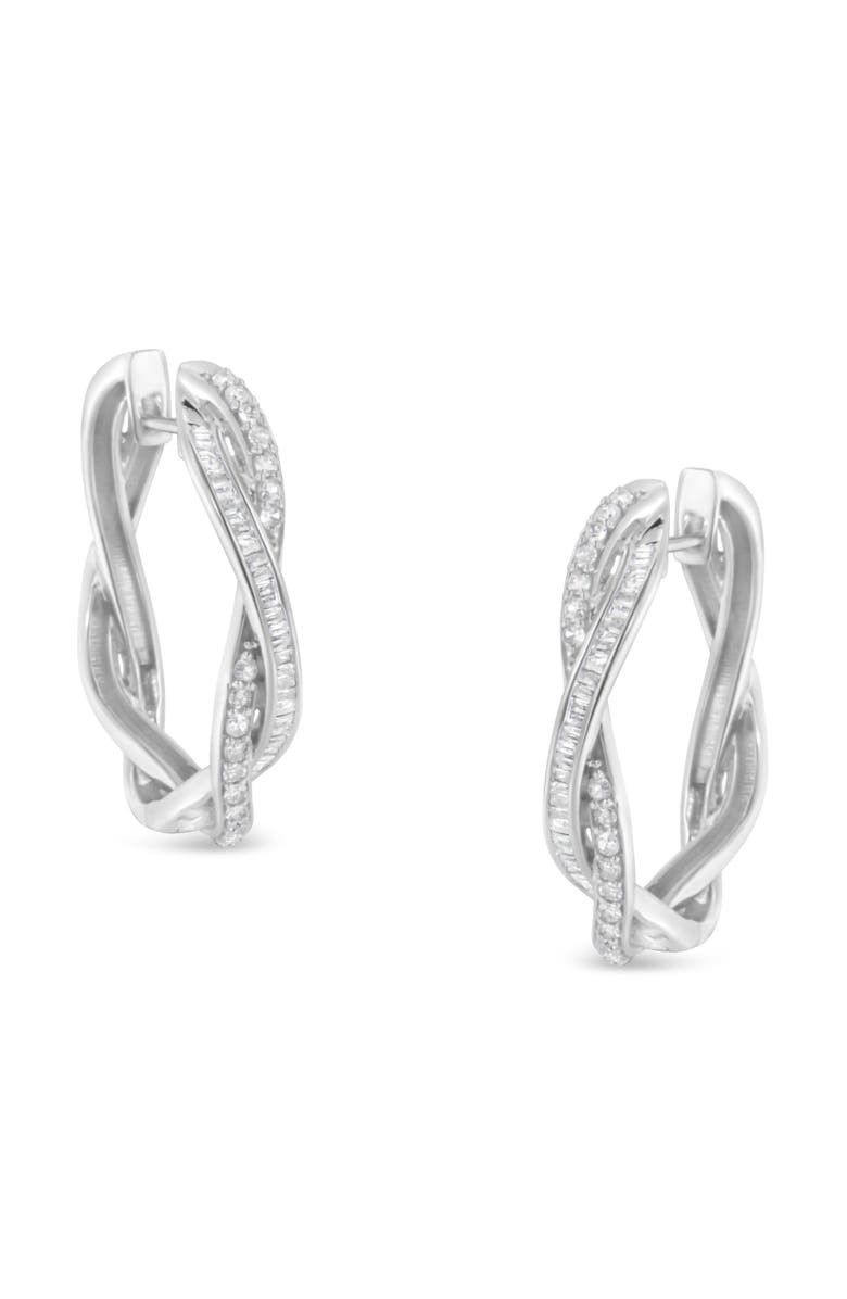 Haus of Brilliance Silver 3/4 Cttw Diamond Twist Hoop Earring, Main, color, White
