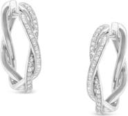 Haus of Brilliance Silver 3/4 Cttw Diamond Twist Hoop Earring