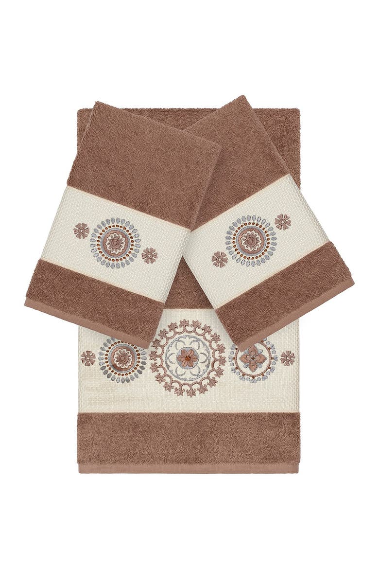 Isabell 3-Piece Embellished Towel Set - Latte, Main, color, LATTE