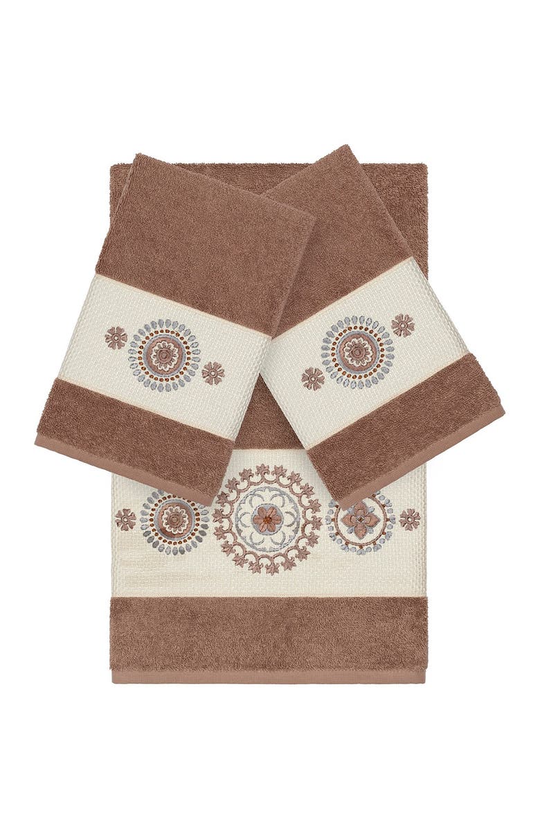 Linum Home Textiles Isabell 3-Piece Embellished Towel Set - Latte, Main, color, Latte