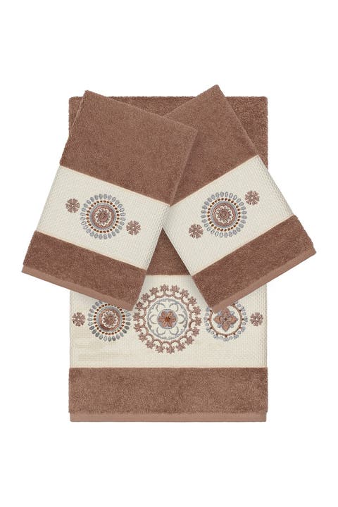 Isabell 3-Piece Embellished Towel Set - Latte