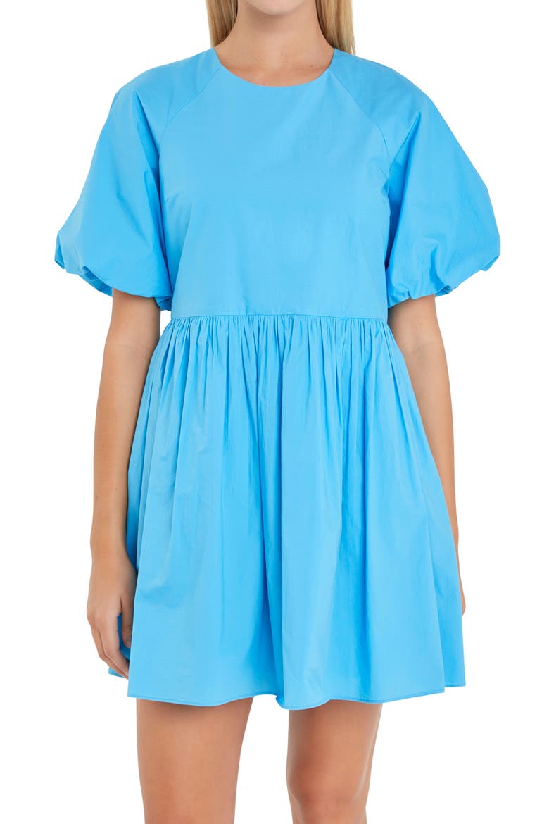 Balloon Sleeve Minidress, Alternate, color, OCEAN BLUE