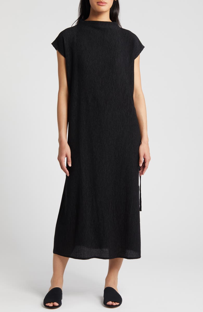 Eileen Fisher Textured Mock Neck Midi Dress, Main, color, 