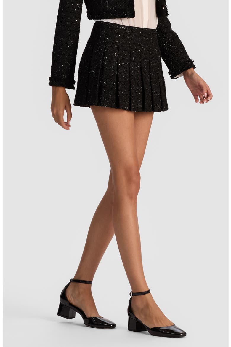 Emilie Pleated Velvet Miniskort, Alternate, color, BLACK