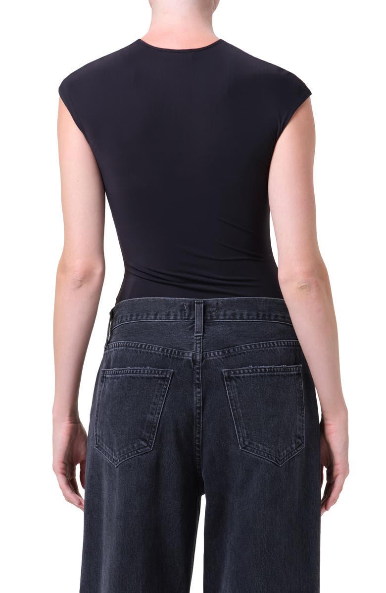 AGOLDE Agata Cap Sleeve Bodysuit, Alternate, color, Black