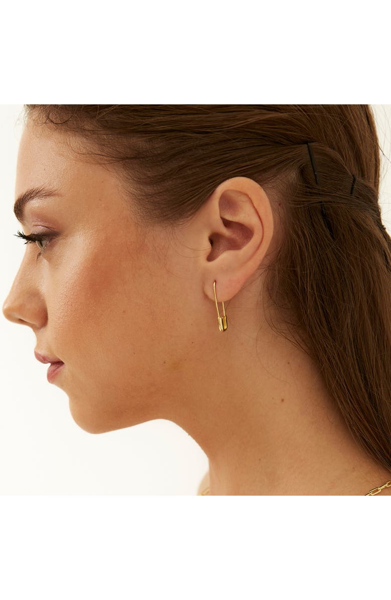 Spero London Sterling Silver Safety Pin Earring, Alternate, color, Gold