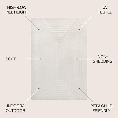 Jonathan Y Freya High-low Modern Scandinavian Arch Stripe Monotone Indoor/outdoor Area Rug In Ivory