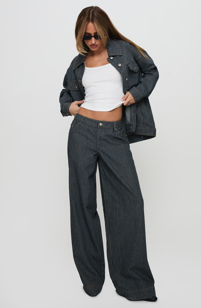 Princess Polly Actually Invested Stripe Low Rise Wide Leg Jeans, Alternate, color, Denim Stripe
