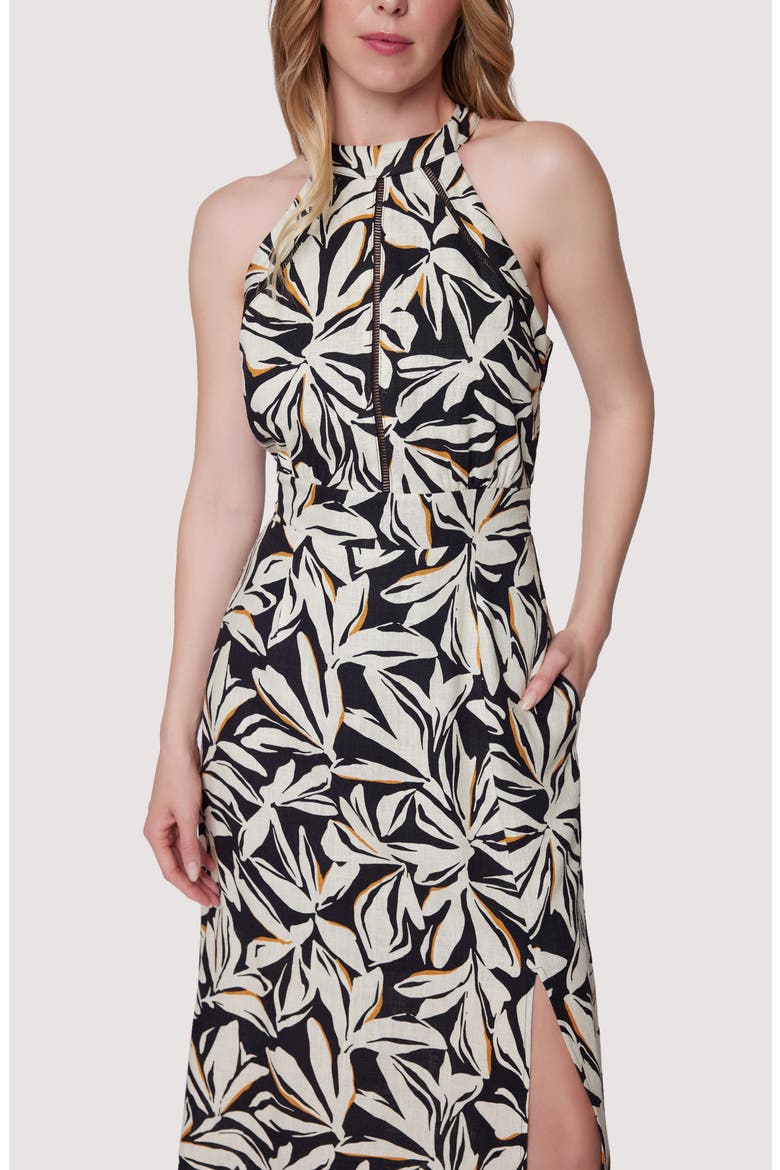 Genevieve Ladder Stitch Midi Dress, Alternate, color, BLACK-CREAM