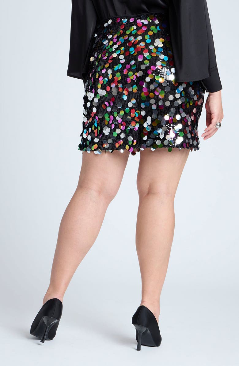 ELOQUII Milticolor Sequin & Paillette Miniskirt, Alternate, color, 