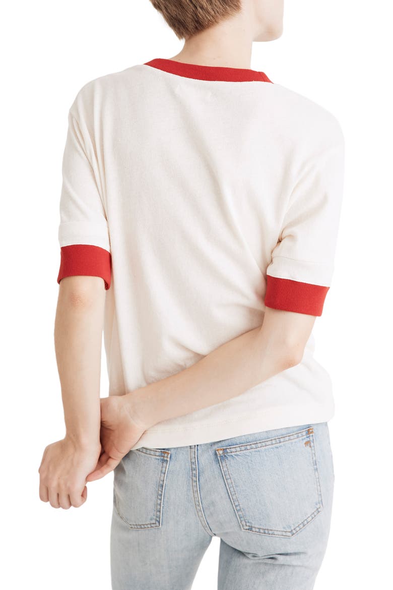 Sister Graphic Relaxed Ringer Tee, Alternate, color, ENAMEL RED SISTER