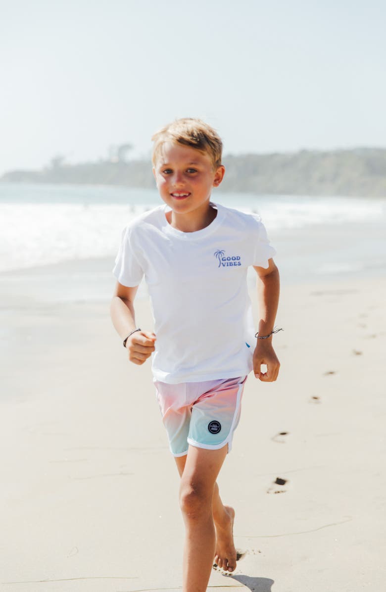 Feather 4 Arrow Kids' Scallop Board Shorts, Alternate, color,