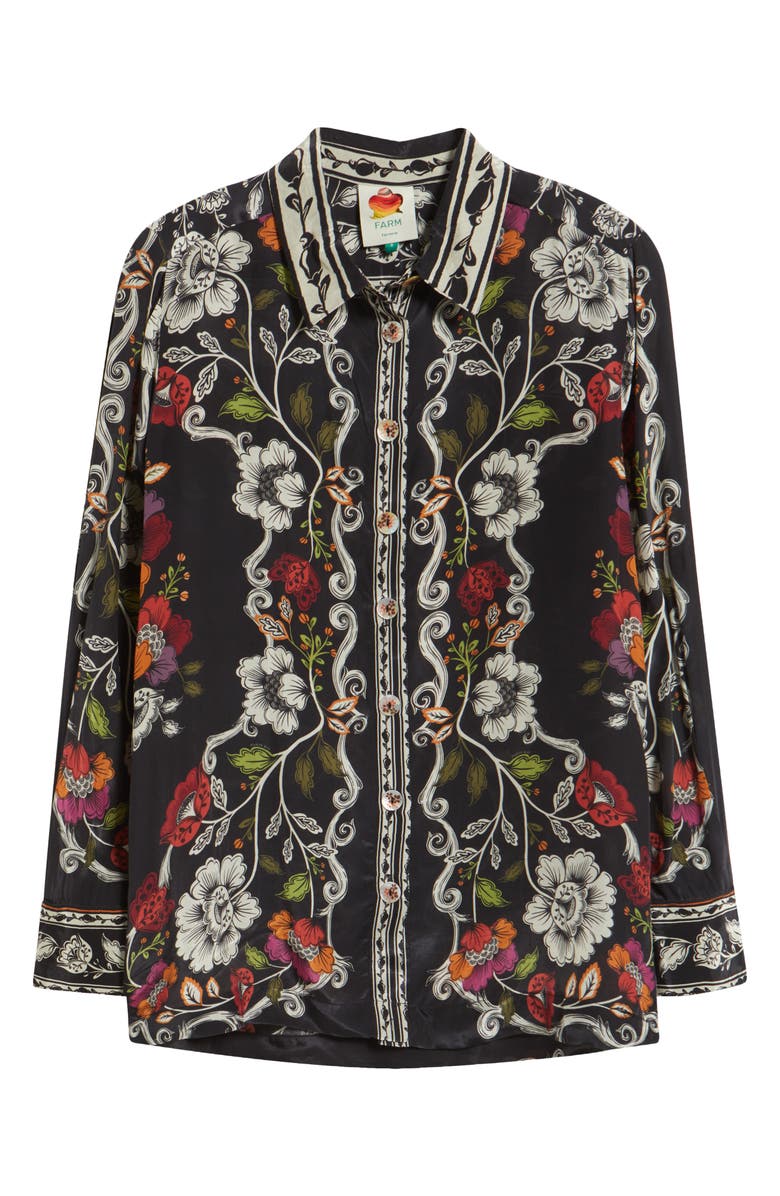 FARM Rio Roccoco Floral Button-Up Shirt, Alternate, color, Black