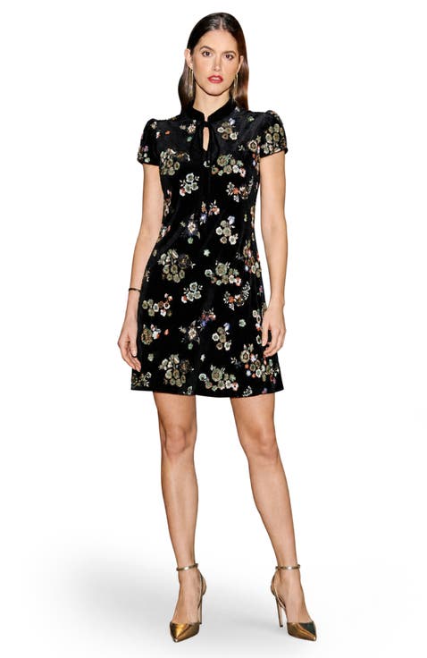 Velvet Collar Tunic Dress