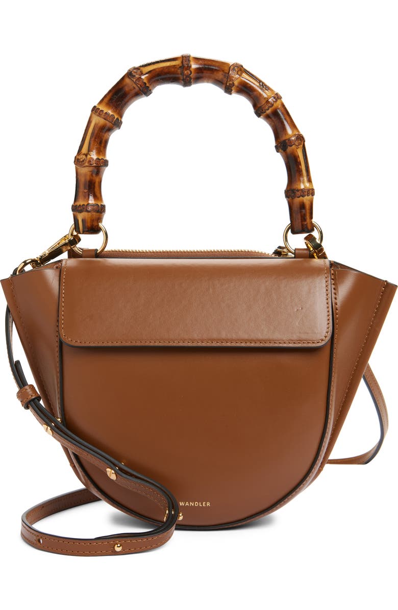 Wandler Mini Hortensia Leather Handbags, Main, color, Saddle / Bamboo 1752