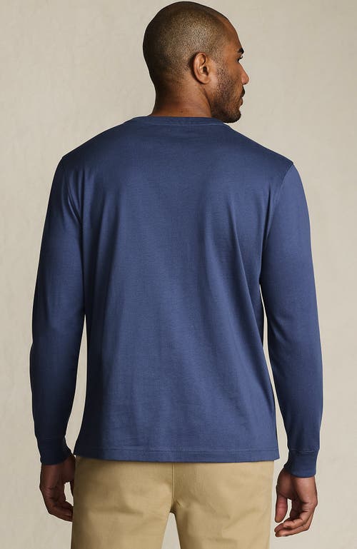 Lands' End Super-t Long Sleeve Henley Shirt In Blue