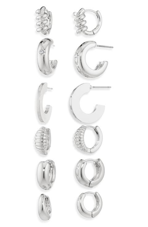 6-Pack Assorted Hoop Earrings