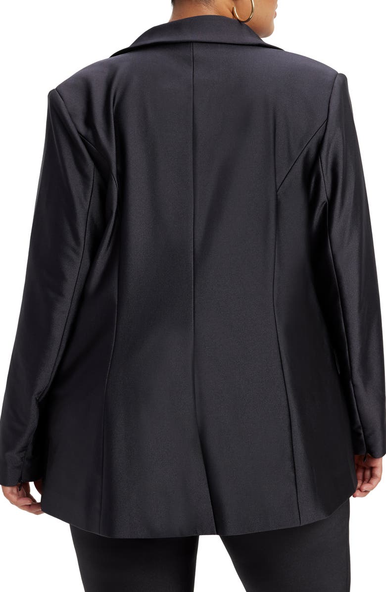 Good American High Shine Compression Sculpted Blazer, Alternate, color, Black001
