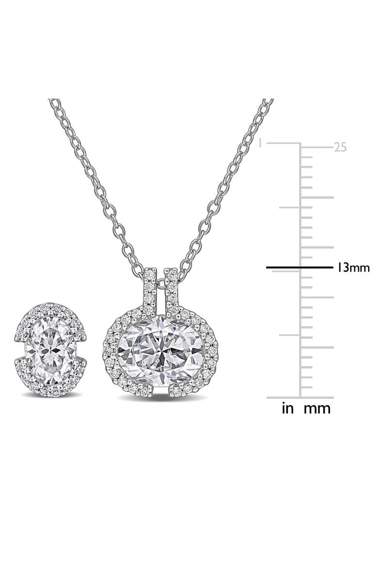 Oval-Cut White Moissanite Earrings & Necklace Set, Alternate, color, SILVER