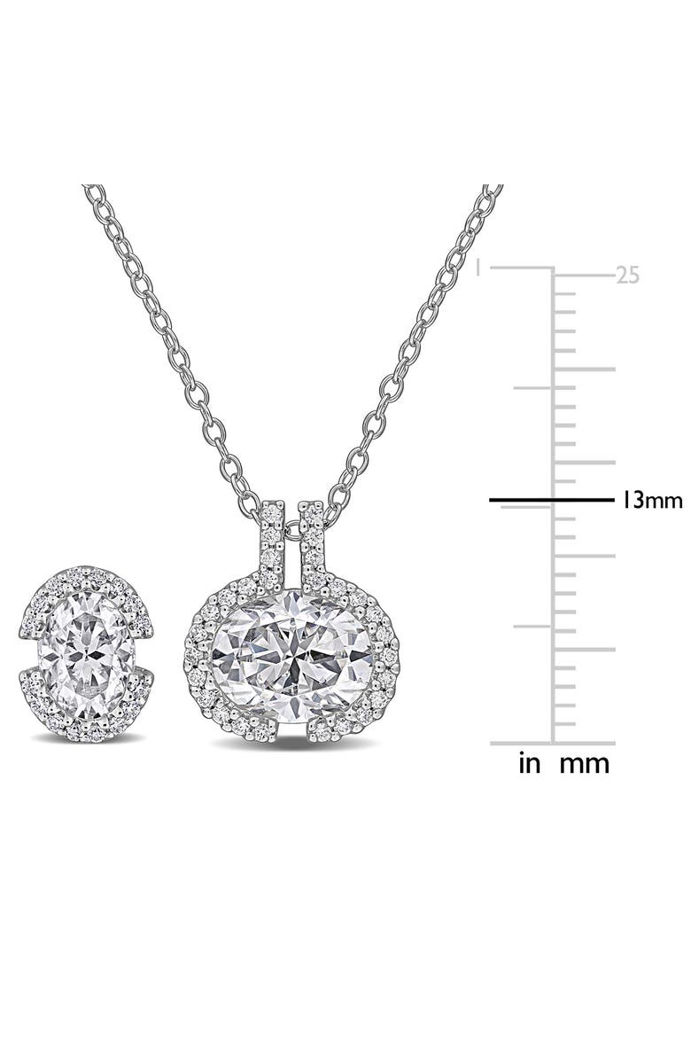 DELMAR Oval-Cut White Moissanite Earrings & Necklace Set, Alternate, color, Silver