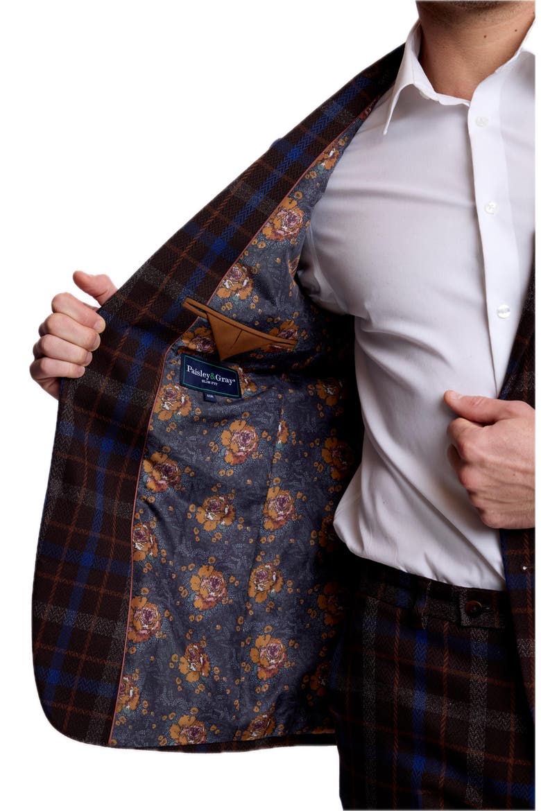 Dover Slim Fit Plaid Suit Jacket, Alternate, color, CHOCOLATE ROYAL RUST CHECK