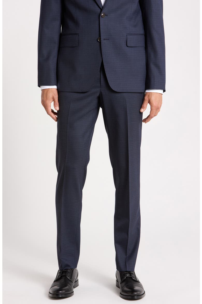 Flat Front Stretch Wool Blend Suit Trousers, Main, color, BLUE