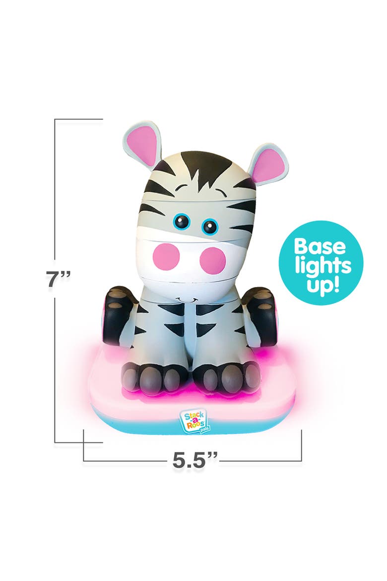 Stackaroos Pals Baby Zebra Lights & Sounds, 5 Piece Stacking Animal Tower, Alternate, color, Multicolored