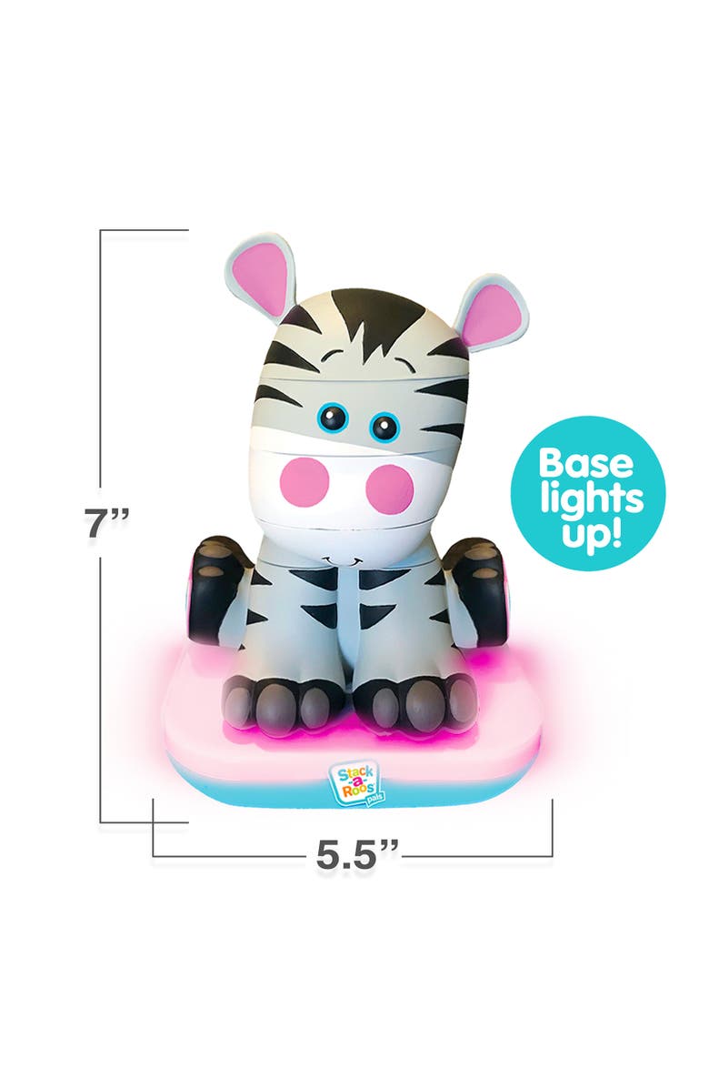 Stack-a-Roos Stackaroos Pals Baby Zebra Lights & Sounds, 5 Piece Stacking Animal Tower, Alternate, color, Multicolored