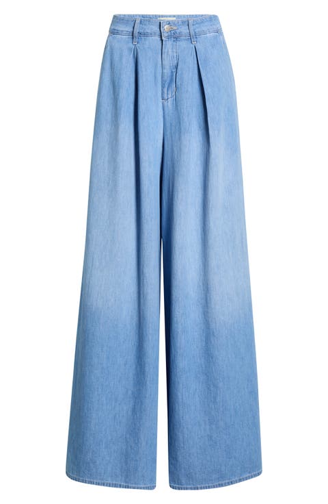 Lorenza High Waist Wide Leg Denim Palazzo Pants
