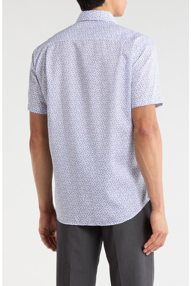 Casual Short Sleeve Button-Up Shirt, Alternate, color, WHITE/ MELON