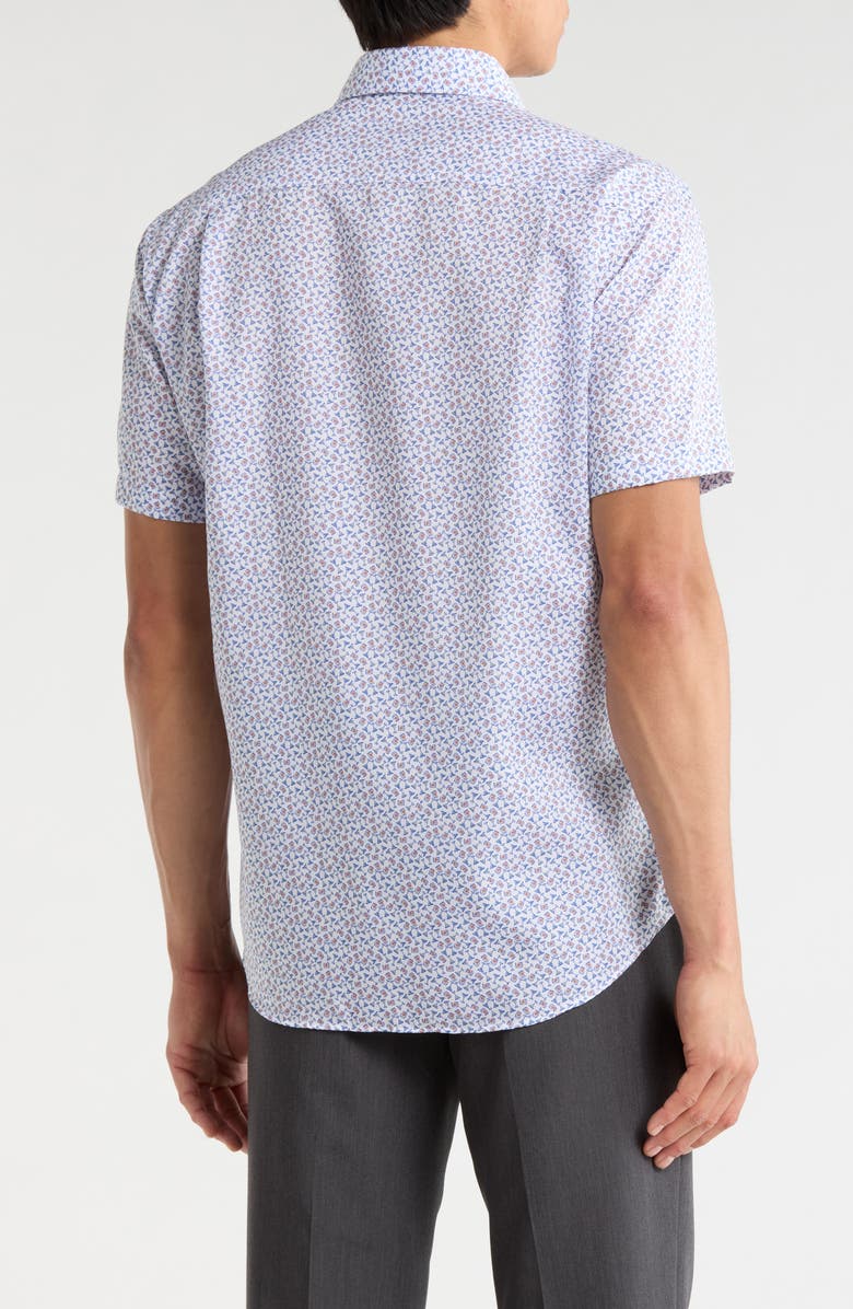 David Donahue Casual Short Sleeve Button-Up Shirt, Alternate, color, White/ Melon