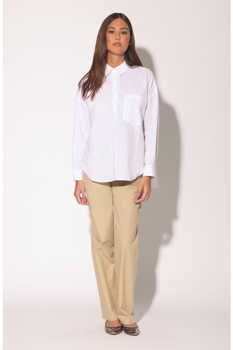 Samira Cotton & Linen Button-Up Shirt, Alternate, color, WHITE