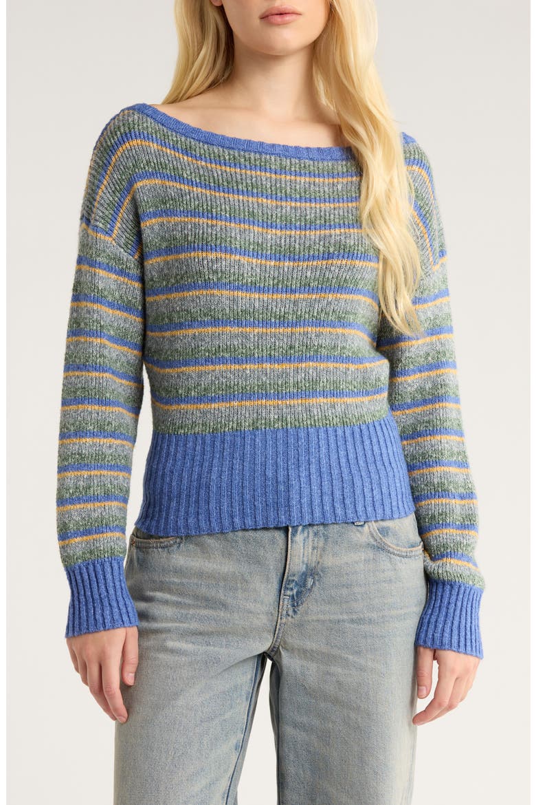 Cosette Off the Shoulder Rib Sweater, Main, color, BLUE