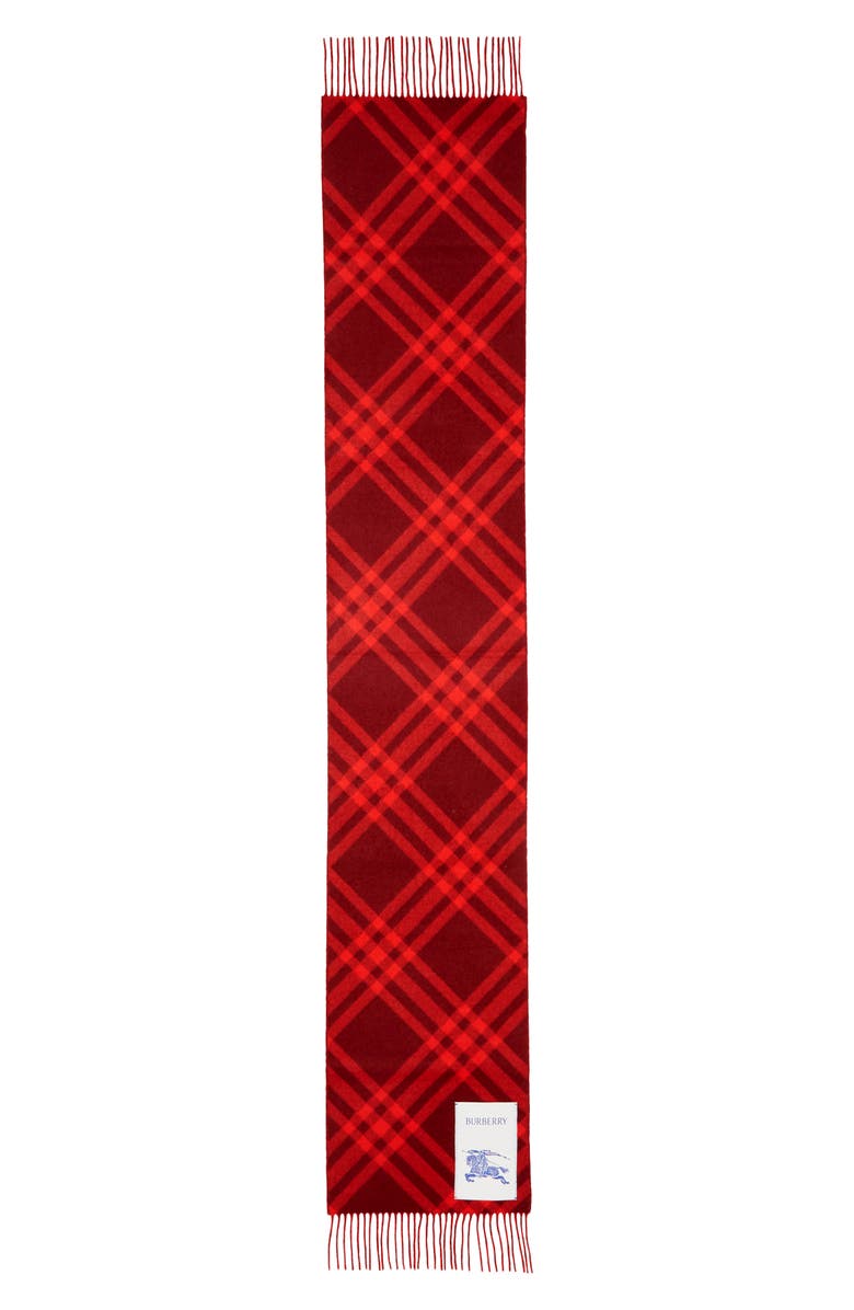 Burberry Bias Check Cashmere Scarf, Main, color, Oxblood Red