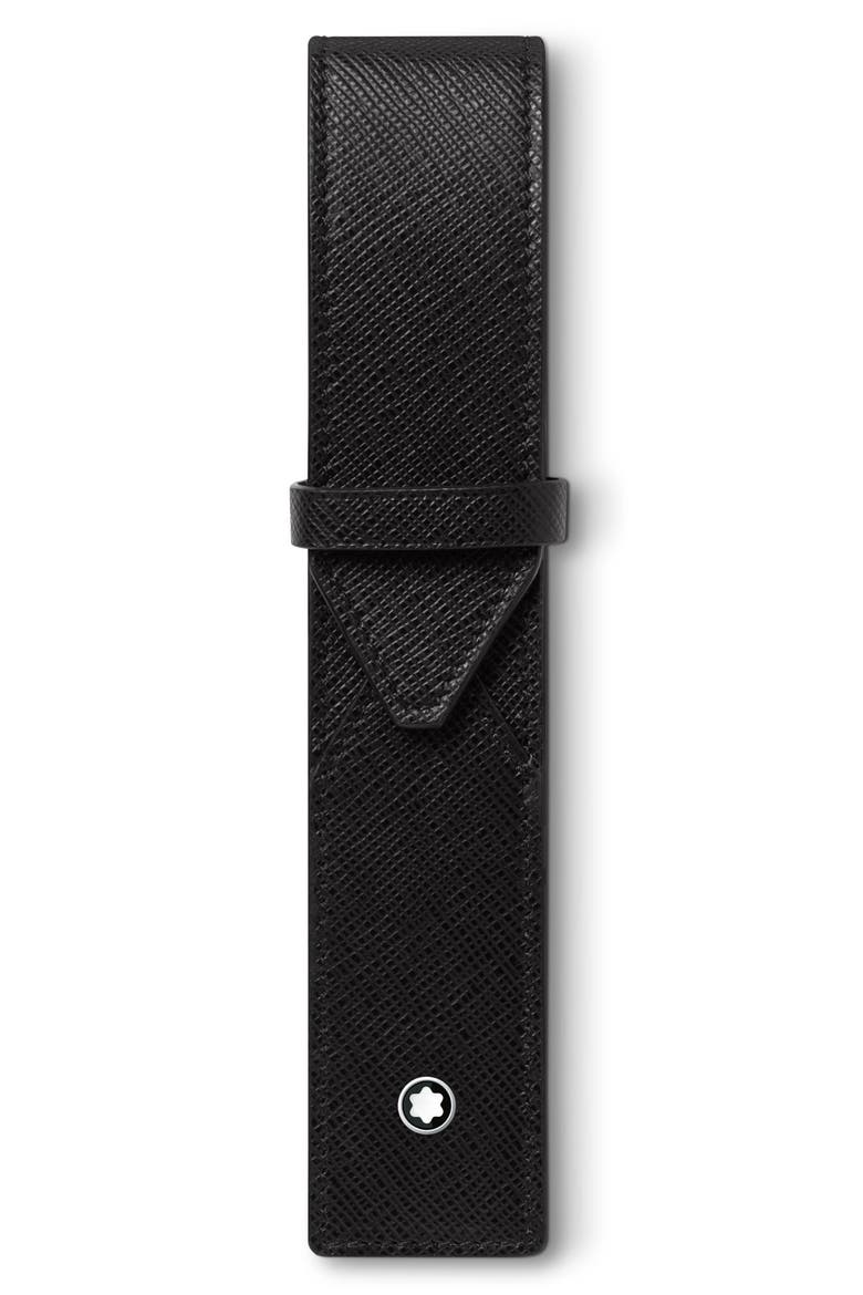 Sartorial Leather 1-Pen Pouch, Main, color, BLACK
