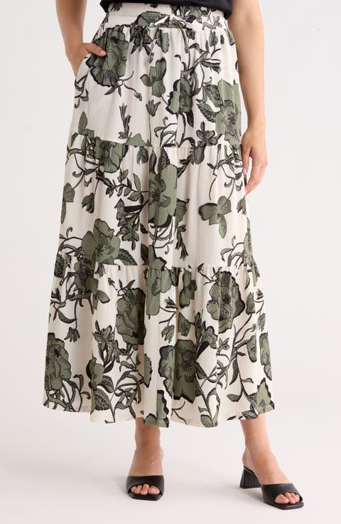 Tiered Drawstring Maxi Skirt