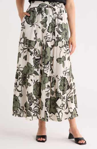 Tiered Drawstring Maxi Skirt