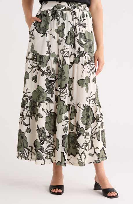 Tiered Drawstring Maxi Skirt