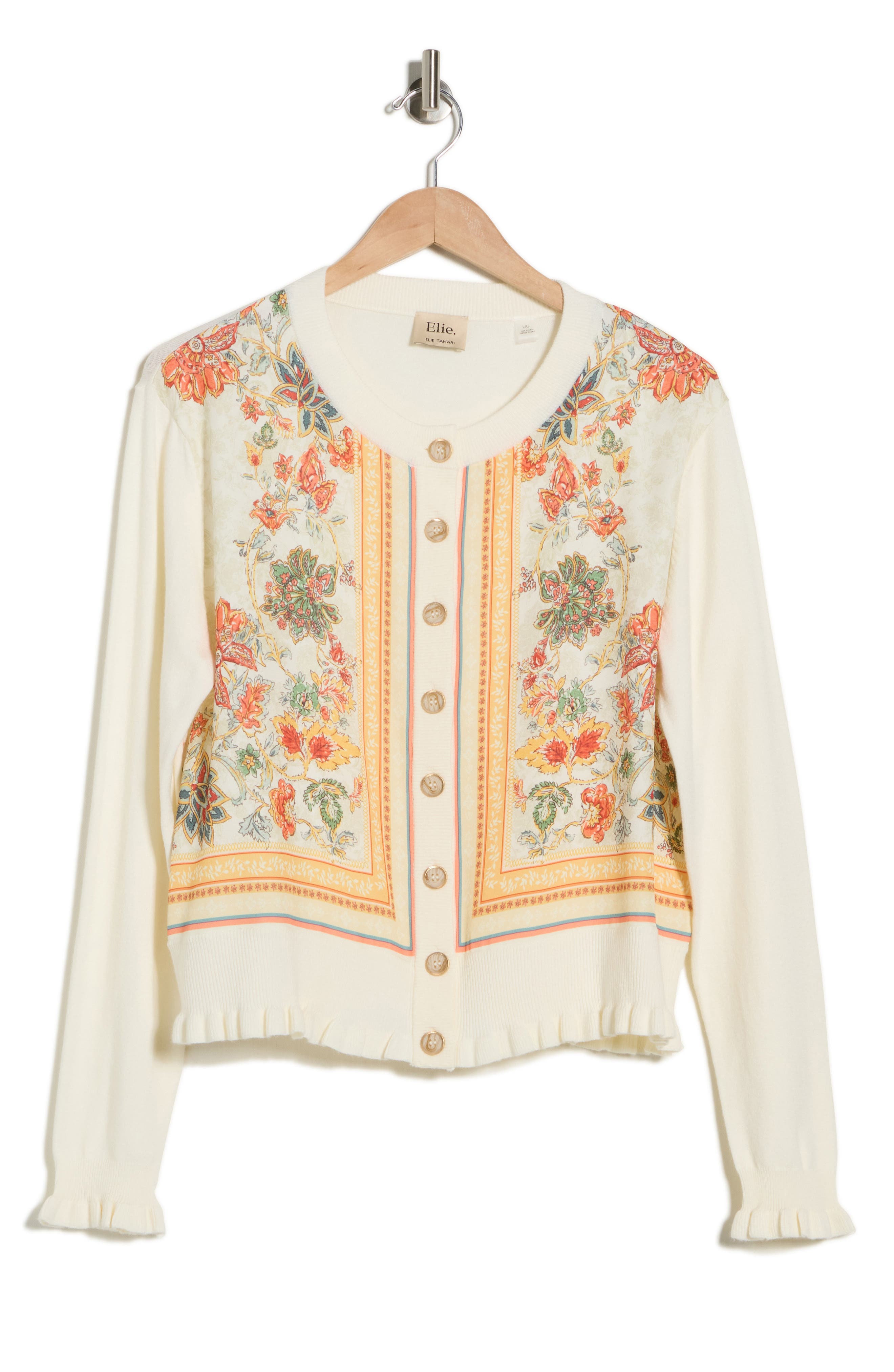 ELIE ELIE TAHARI Mix Print Sweater Cardigan