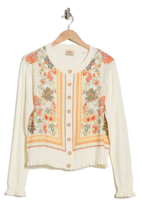 Mix Print Sweater Cardigan