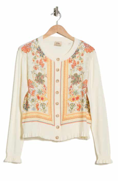 ELIE ELIE TAHARI Mix Print Sweater Cardigan