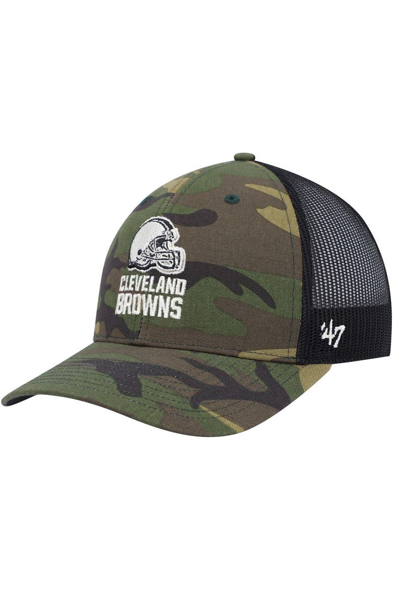 Men's '47 Camo/Black Cleveland Browns Trucker Adjustable Hat, Main, color, Camo
