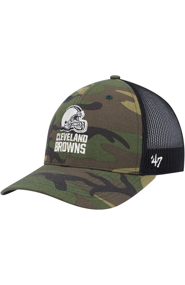 '47 Men's '47 Camo/Black Cleveland Browns Trucker Adjustable Hat, Main, color, 