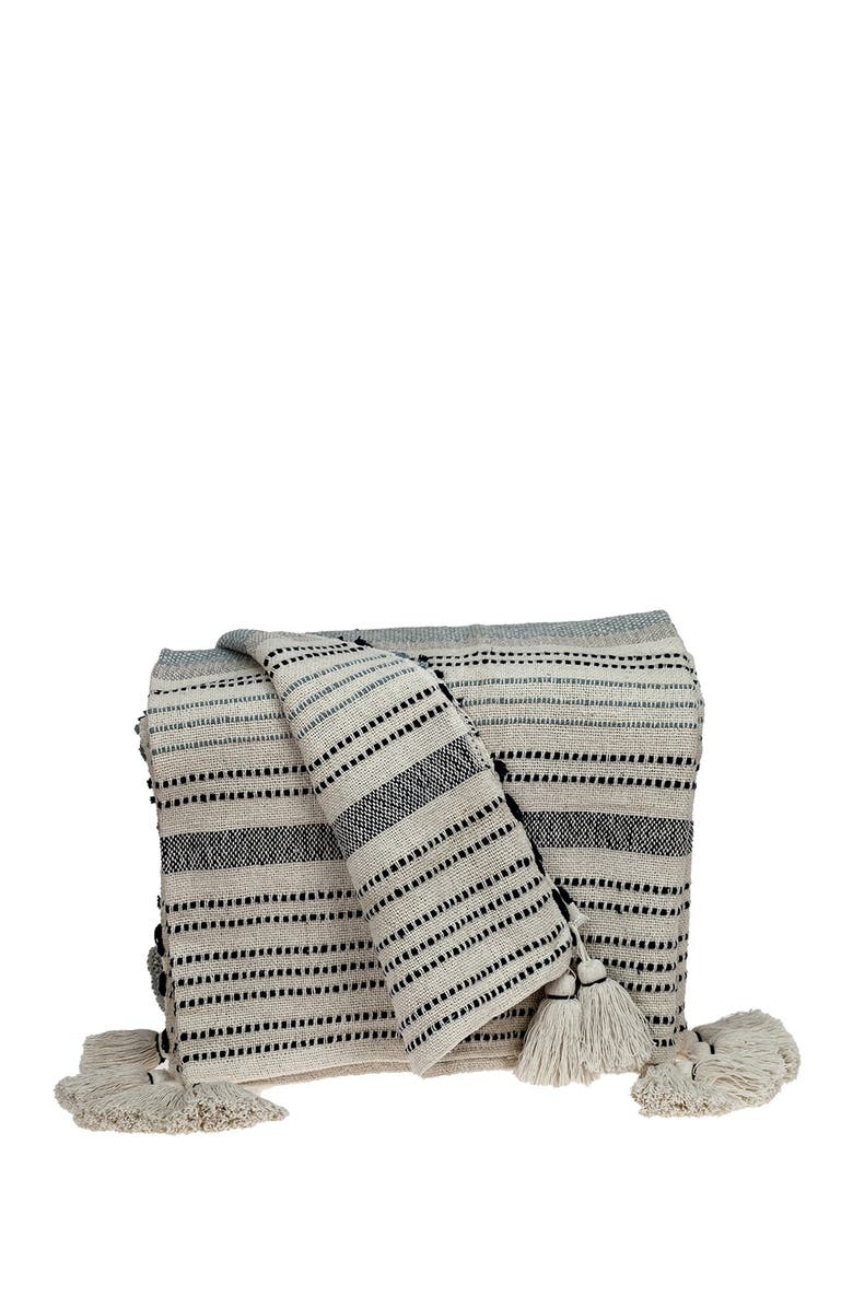 PARKLAND COLLECTION Snowflower Transitional Light Blue 50" X 66" Woven Handloom Throw Blanket, Alternate, color, 