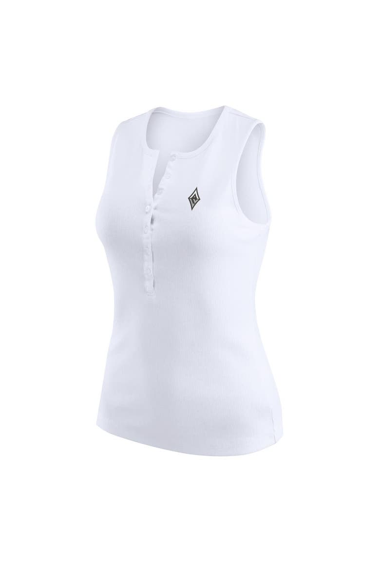 Women's WEAR by Erin Andrews White Las Vegas Aces Rib-Knit Henley Tank Top, Alternate, color, White