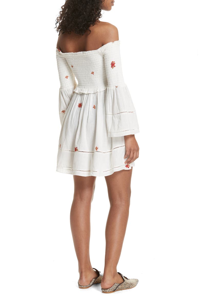 Counting Daisies Embroidered Off the Shoulder Dress, Alternate, color, IVORY COMBO