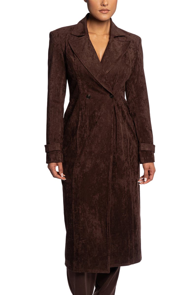 JLUXLABEL Double Breasted Faux Suede Coat, Alternate, color, 