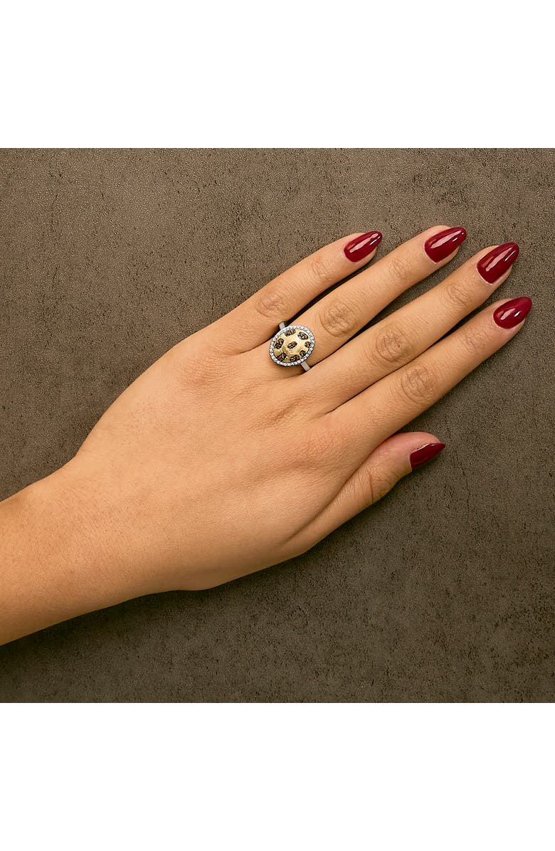 Haus of Brilliance 10K Yellow Gold Plated Sterling Silver 1/3 Cttw Oval Mixed Diamond Halo Shield Ring, Alternate, color, Silver