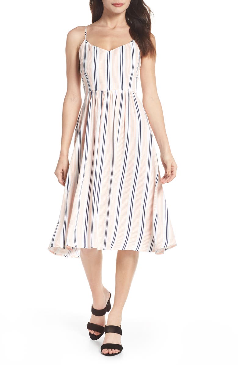 BB Dakota by Steve Madden BB Dakota Lilla Stripe Midi Dress, Main, color, 