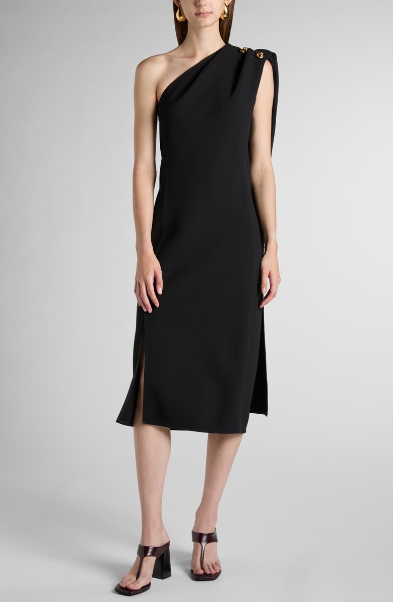 Bottega Veneta Knot Detail Draped One Shoulder Crepe Dress, Main, color,